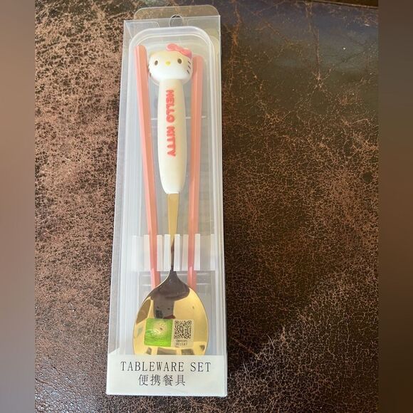 Sanrio Hello Kitty Spoin/Chopsticks Set - Picture 1 of 5